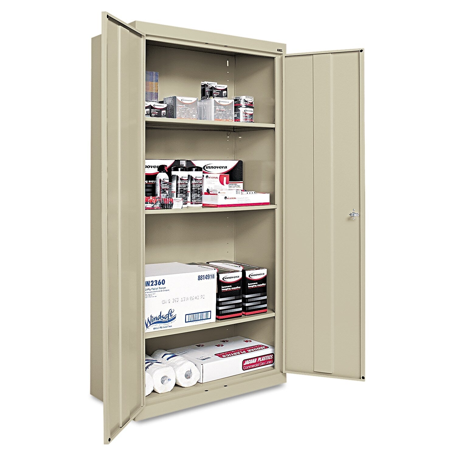 Alera 72" Steel Storage Cabinet with 4 Shelves, Putty