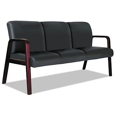 Alera Alera Reception Lounge WL 3-Seat Sofa, 65.75w x 26.13d x 33h, Black/Mahogany