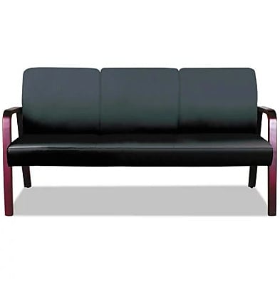 Alera Alera Reception Lounge WL 3-Seat Sofa, 65.75w x 26.13d x 33h, Black/Mahogany