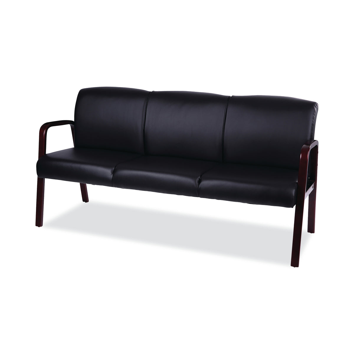 Alera Alera Reception Lounge WL 3-Seat Sofa, 65.75w x 26.13d x 33h, Black/Mahogany