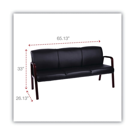 Alera Alera Reception Lounge WL 3-Seat Sofa, 65.75w x 26.13d x 33h, Black/Mahogany