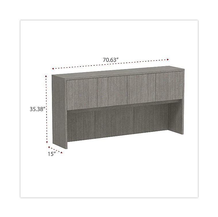 Alera Alera Valencia Series Hutch with Doors, 70.63w x 15d x 35.38h, Gray