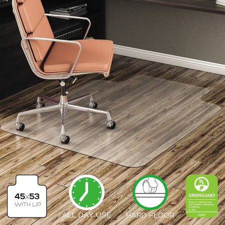 Alera All Day Use Non-Studded Chair Mat for Hard Floors, 45 x 53, Wide Lipped, Clear