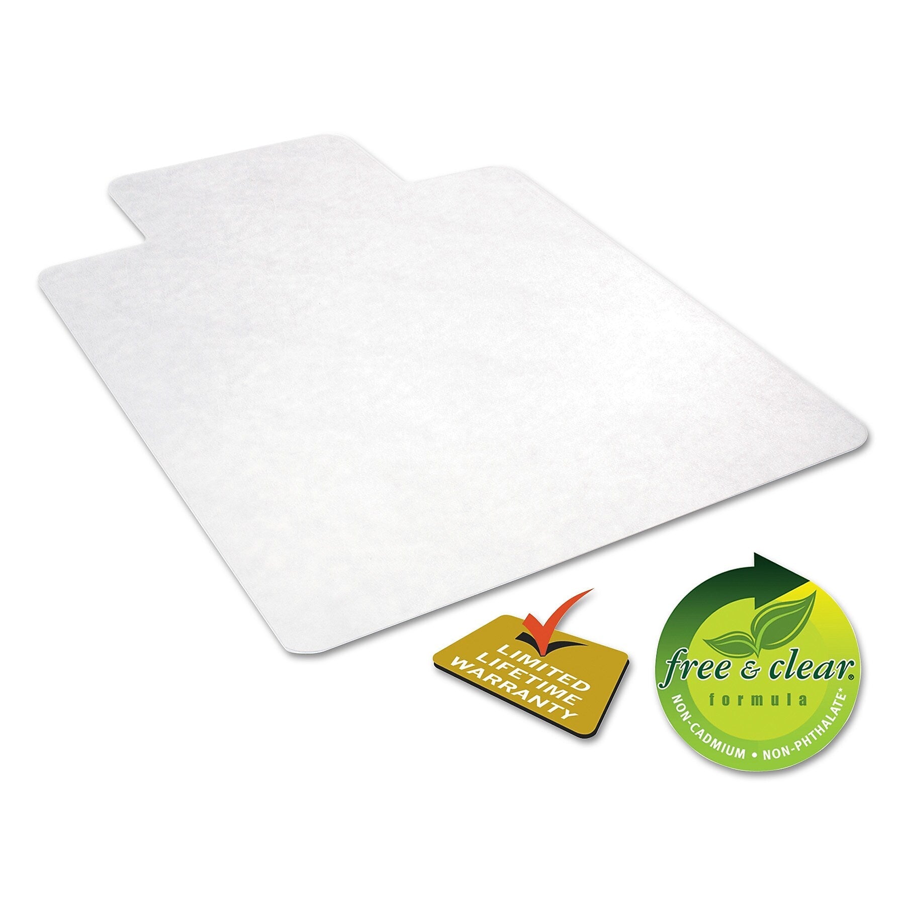 Alera All Day Use Non-Studded Chair Mat for Hard Floors, 45 x 53, Wide Lipped, Clear