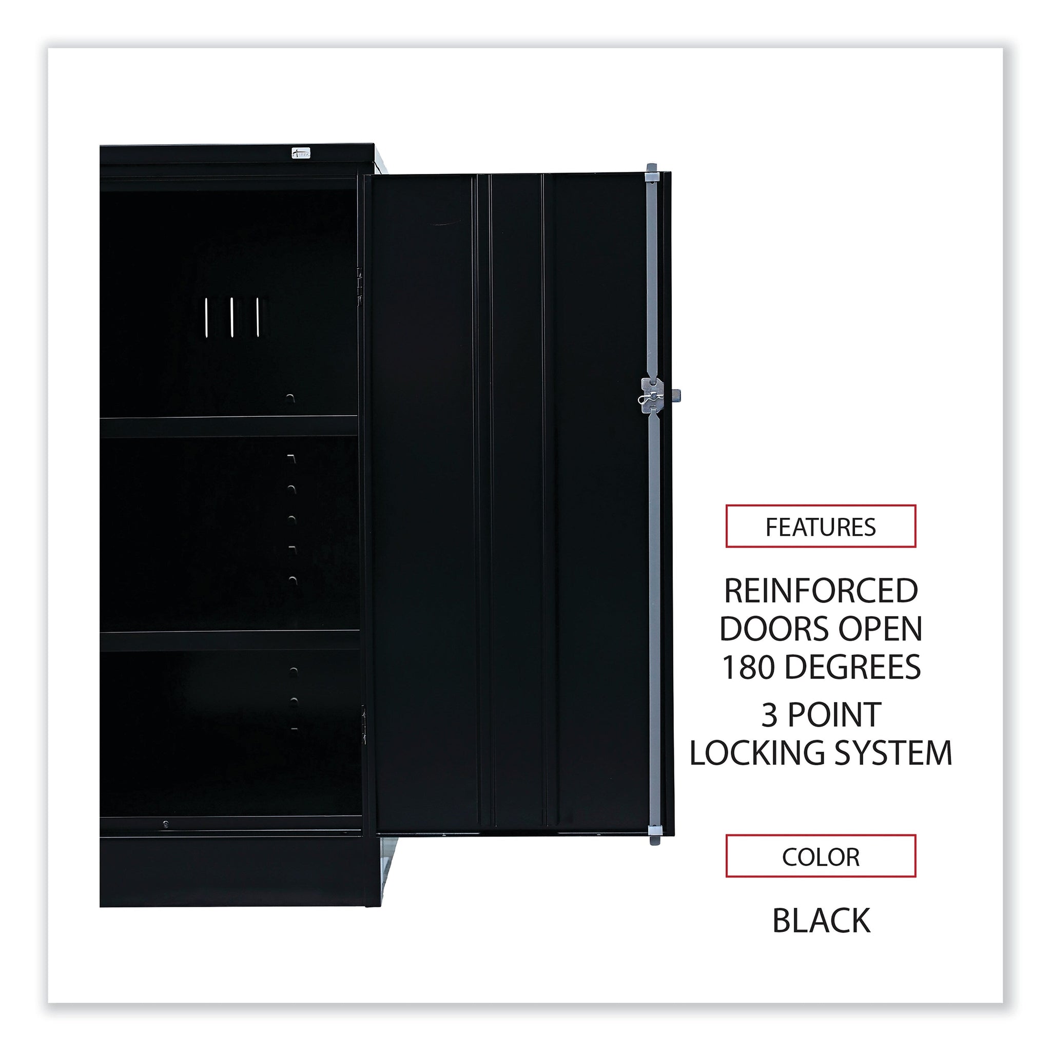 Alera Assembled Welded Storage Cabinet, 2-Shelf, Black, 42