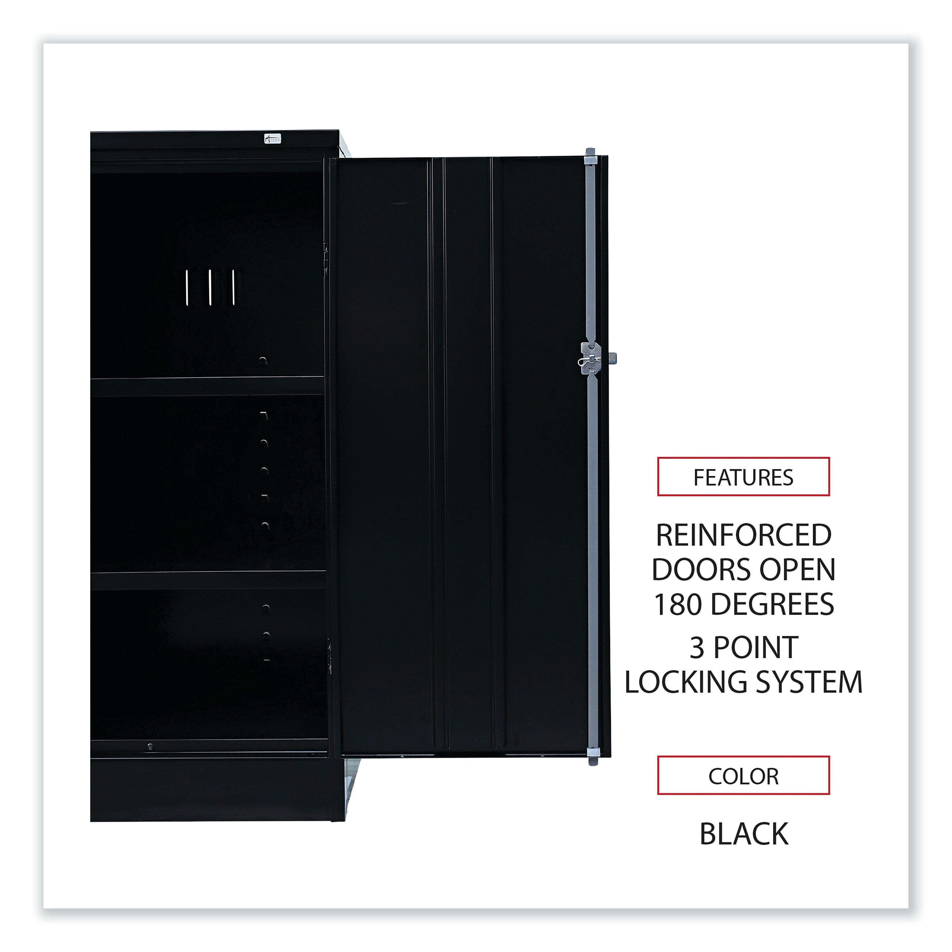 Alera Assembled Welded Storage Cabinet, 2-Shelf, Black, 42"H x 36"W x 18"D