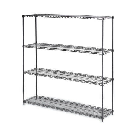 Alera® BA Plus Wire Shelving Kit, 4 Shelves, 72" x 18" x 72", Black Anthracite Plus