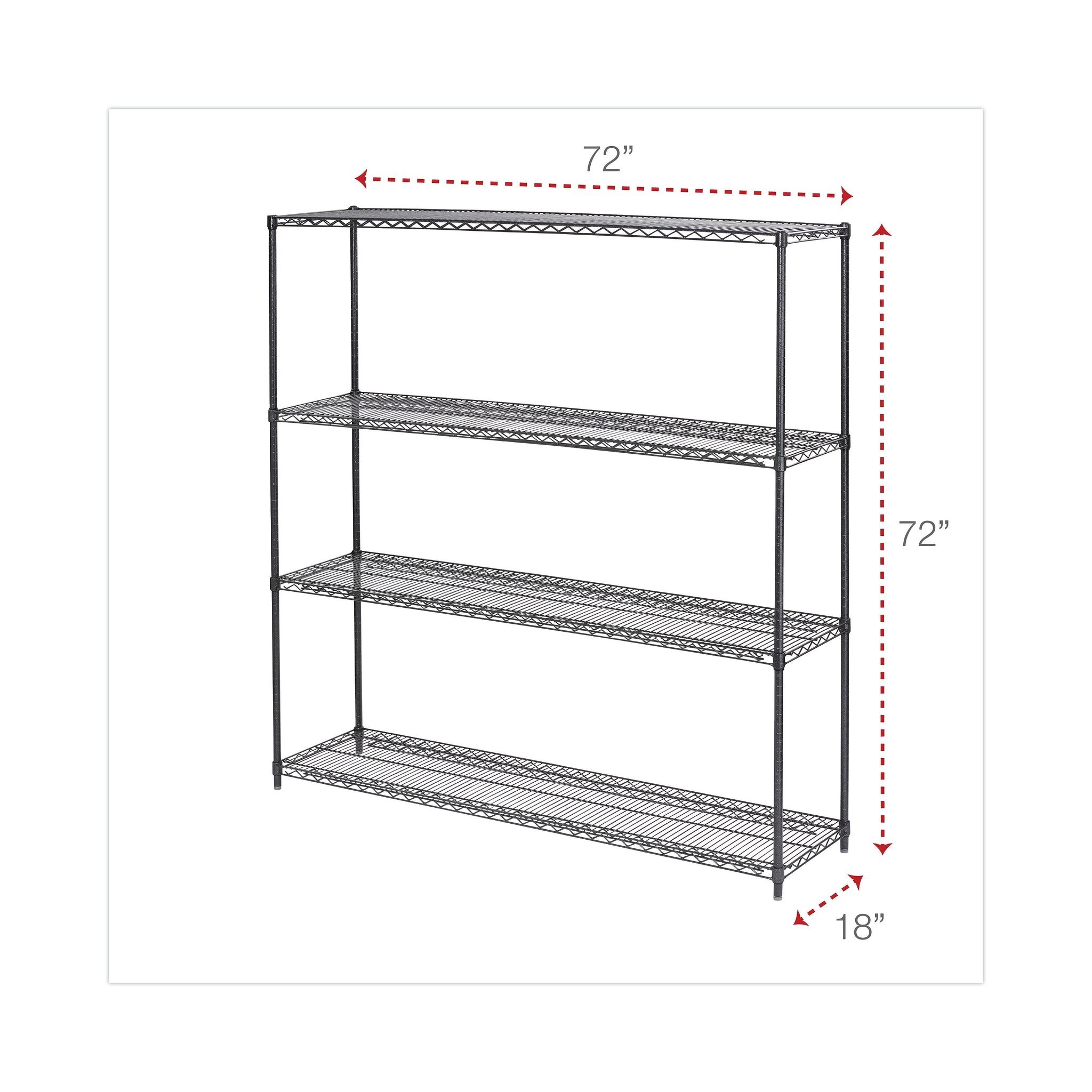 Alera® BA Plus Wire Shelving Kit, 4 Shelves, 72