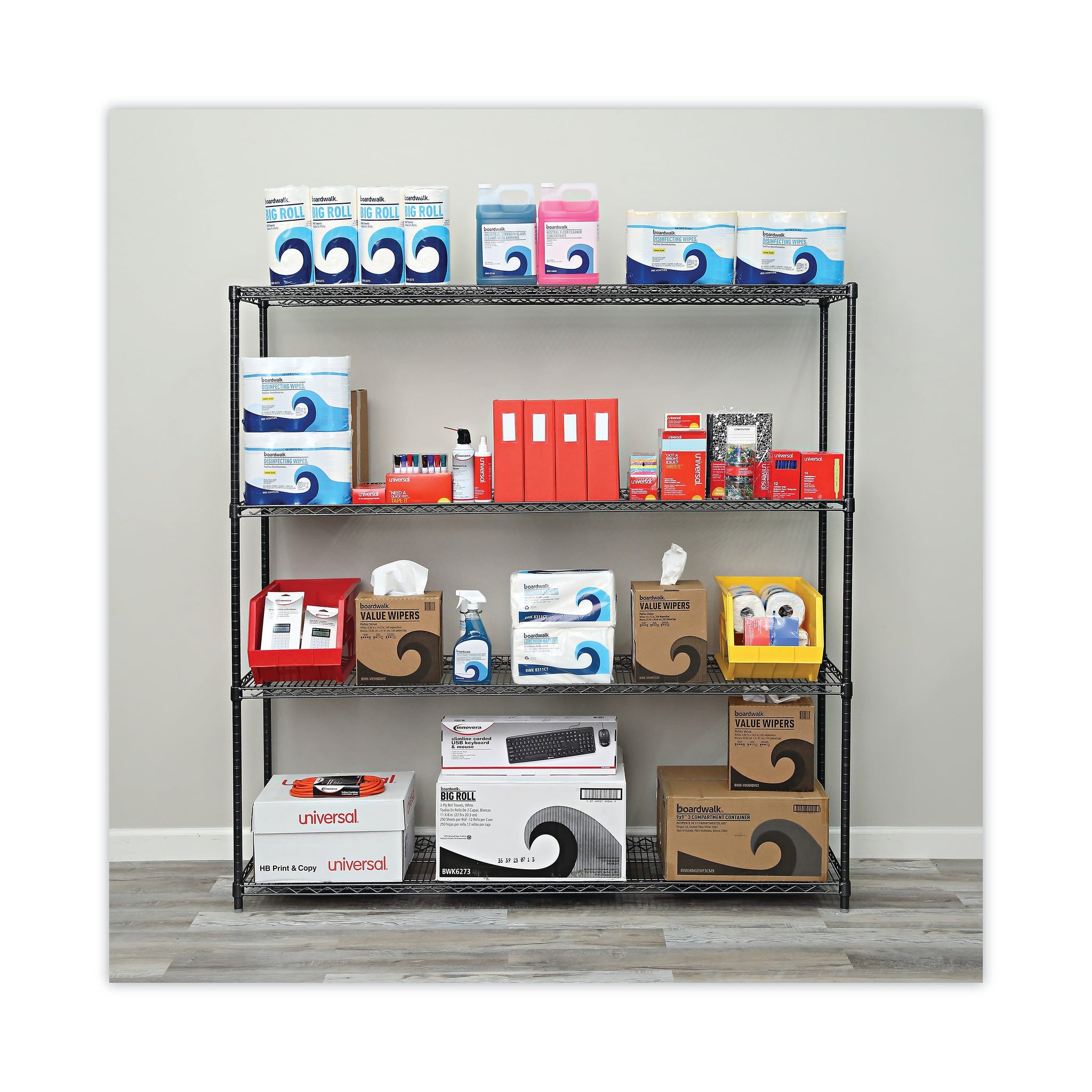 Alera® BA Plus Wire Shelving Kit, 4 Shelves, 72