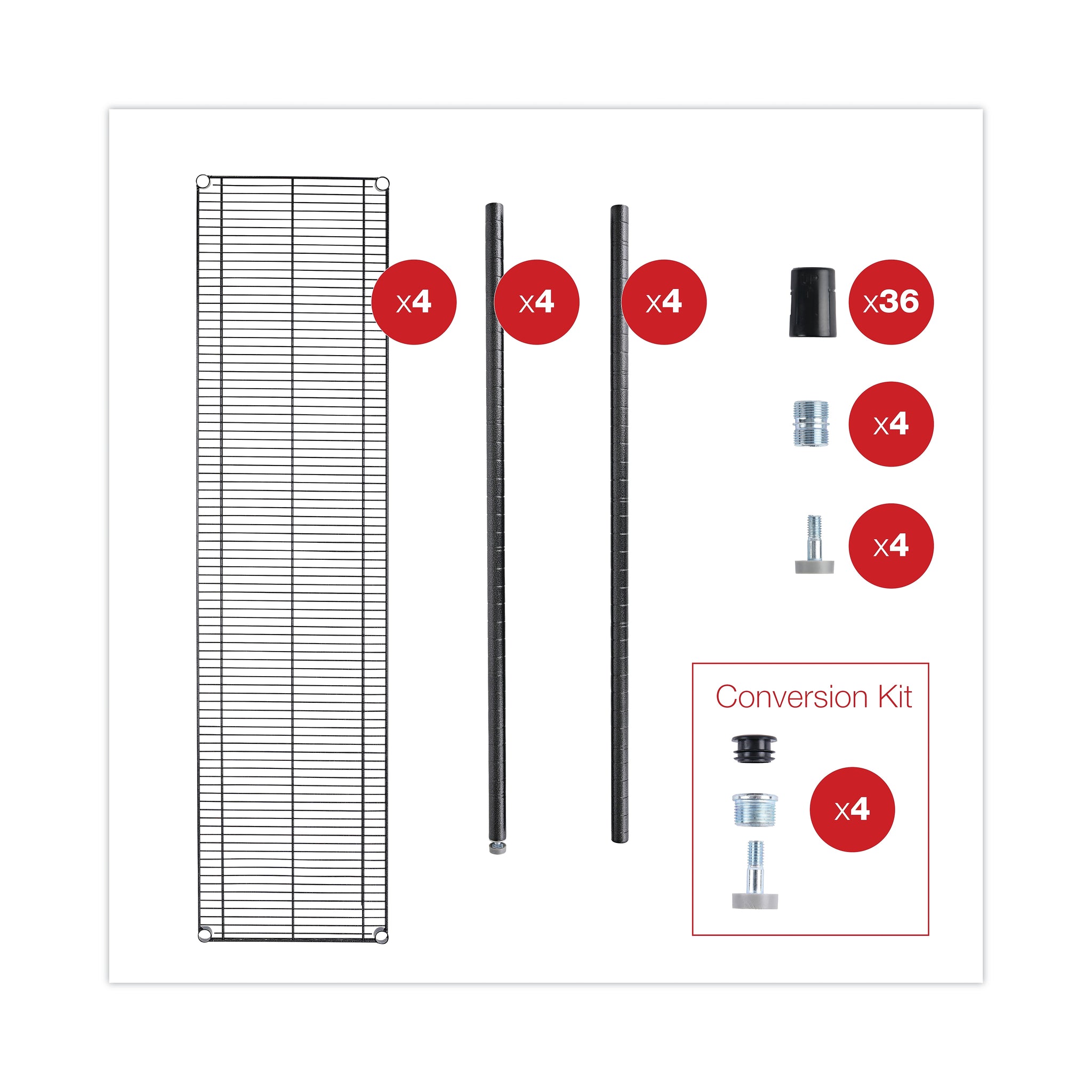 Alera® BA Plus Wire Shelving Kit, 4 Shelves, 72