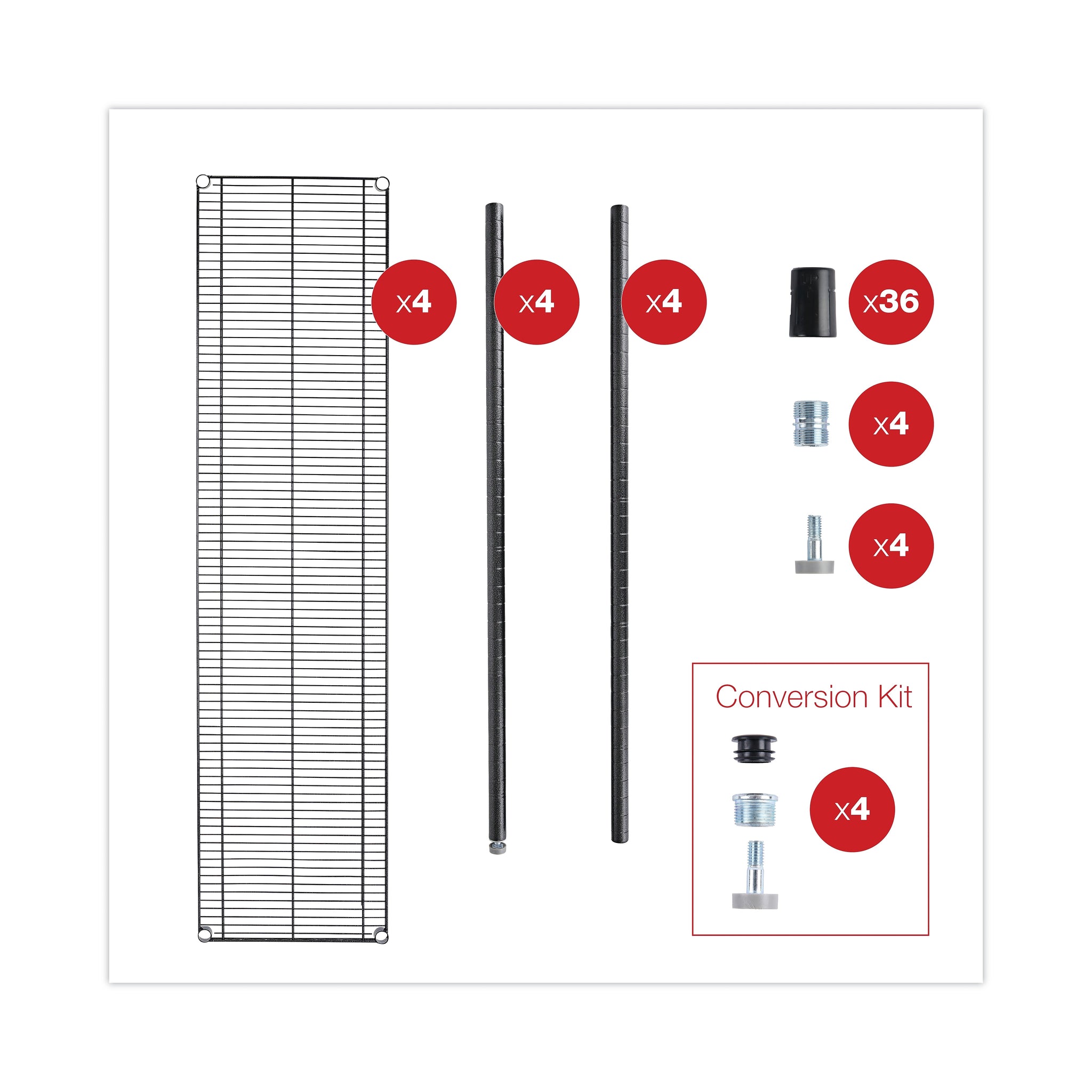 Alera® BA Plus Wire Shelving Kit, 4 Shelves, 72