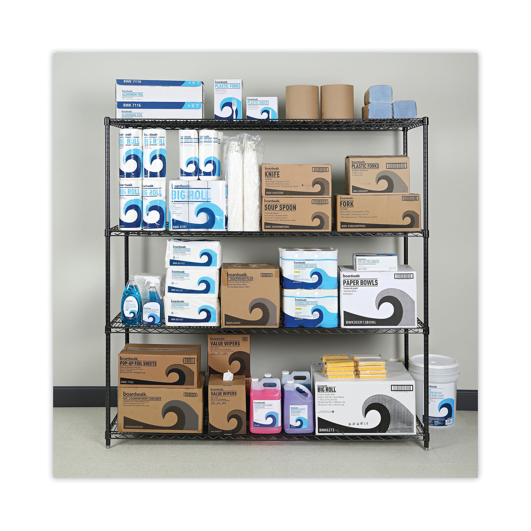 Alera® BA Plus Wire Shelving Kit, 4 Shelves, 72