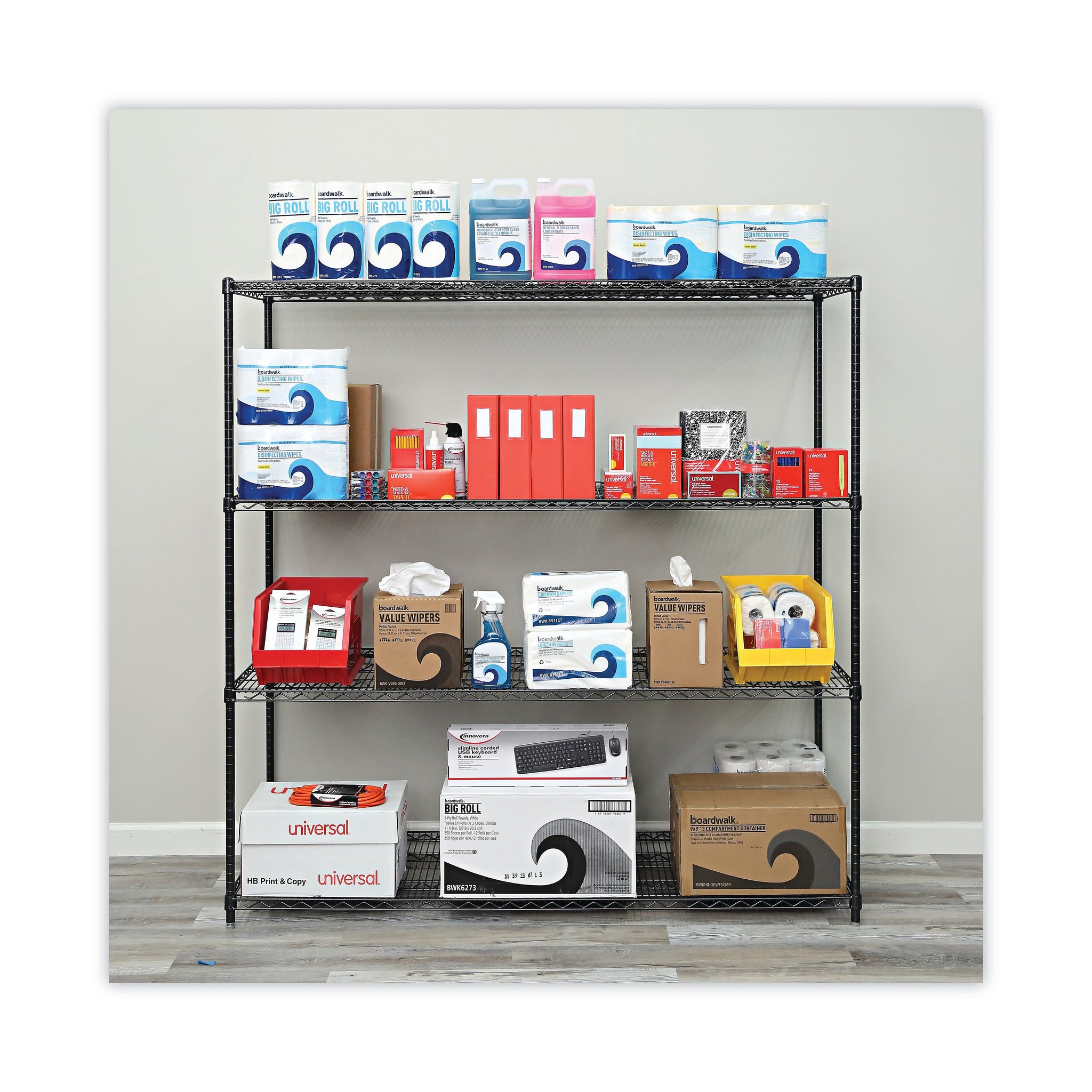 Alera® BA Plus Wire Shelving Kit, 4 Shelves, 72