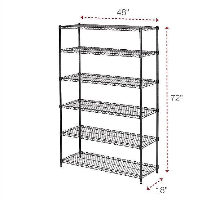 Alera Commercial Wire Shelving, Six-Shelf, 48w X 18d X 72h, Black Anthracite