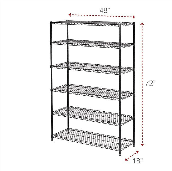 Alera Commercial Wire Shelving, Six-Shelf, 48w X 18d X 72h, Black Anthracite