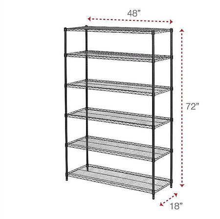 Alera Commercial Wire Shelving, Six-Shelf, 48w X 18d X 72h, Black Anthracite