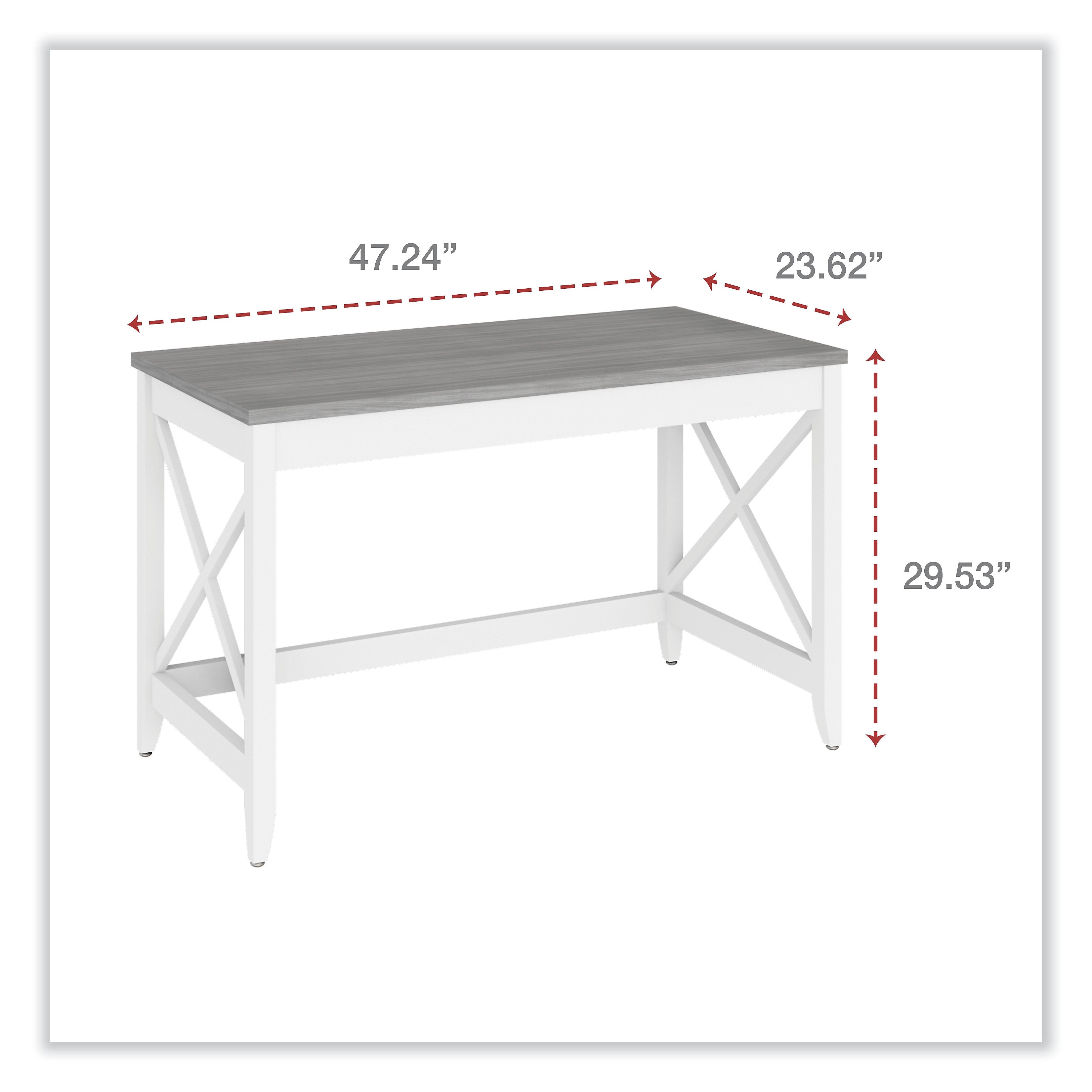 Alera Farmhouse Writing Desk, 47.24" x 23.62" x 29.53", Gray