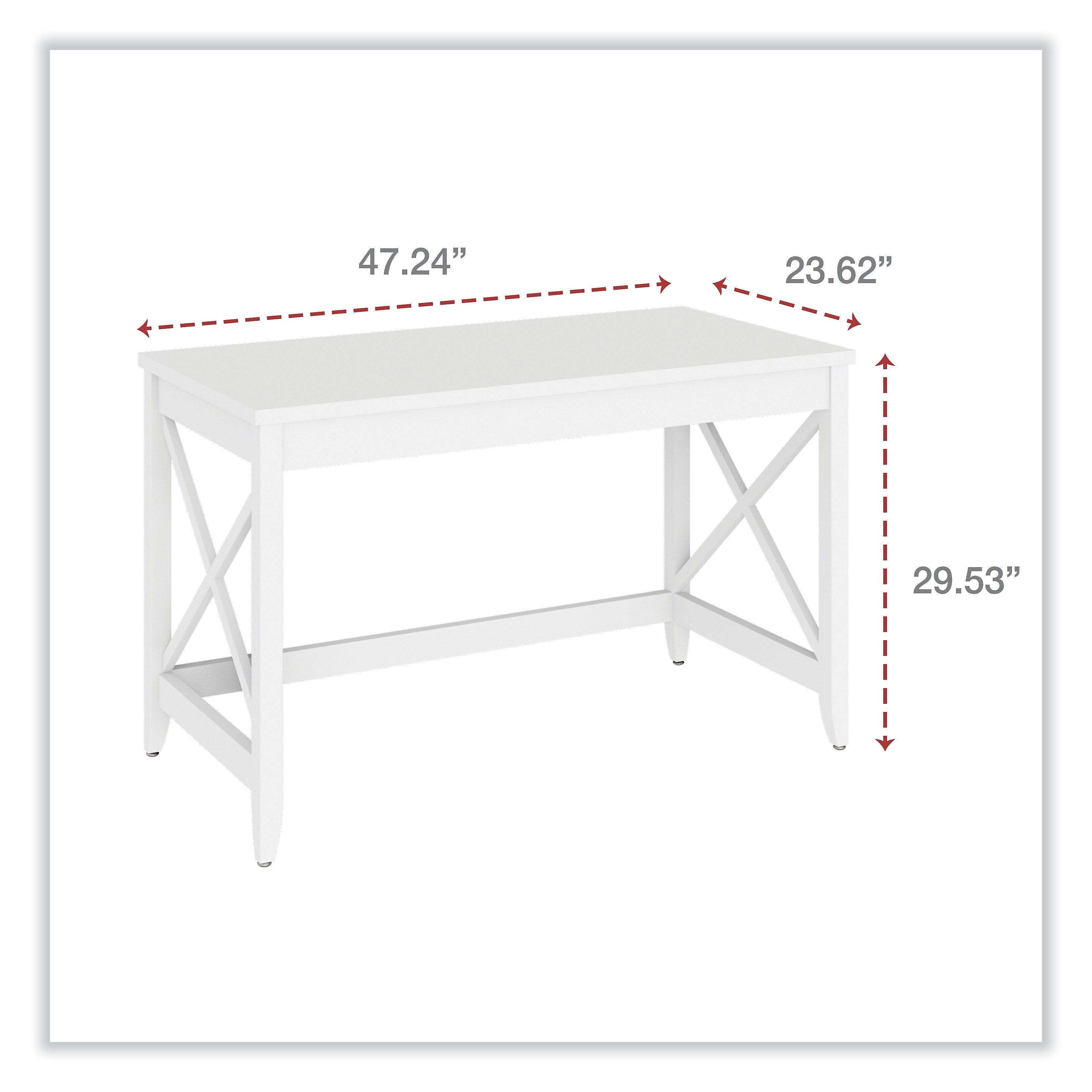 Alera Farmhouse Writing Desk, 47.24" x 23.62" x 29.53", White