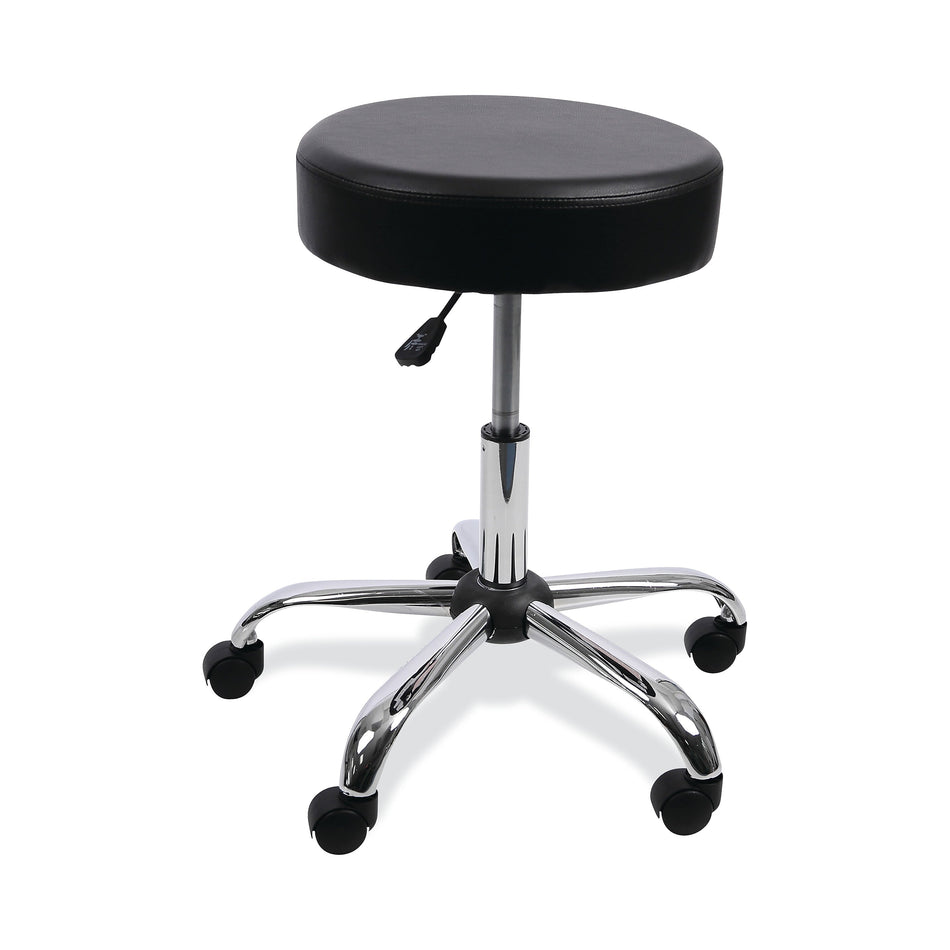 Alera Height Adjustable Lab Stool, Backless, Up to 275 lb, Black Seat, Chrome Base