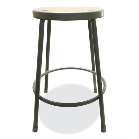 Alera Industrial Metal Shop Stool, 24" Seat Height, Supports up to 300 lbs., Brown Seat/Gray Back, Gray Base