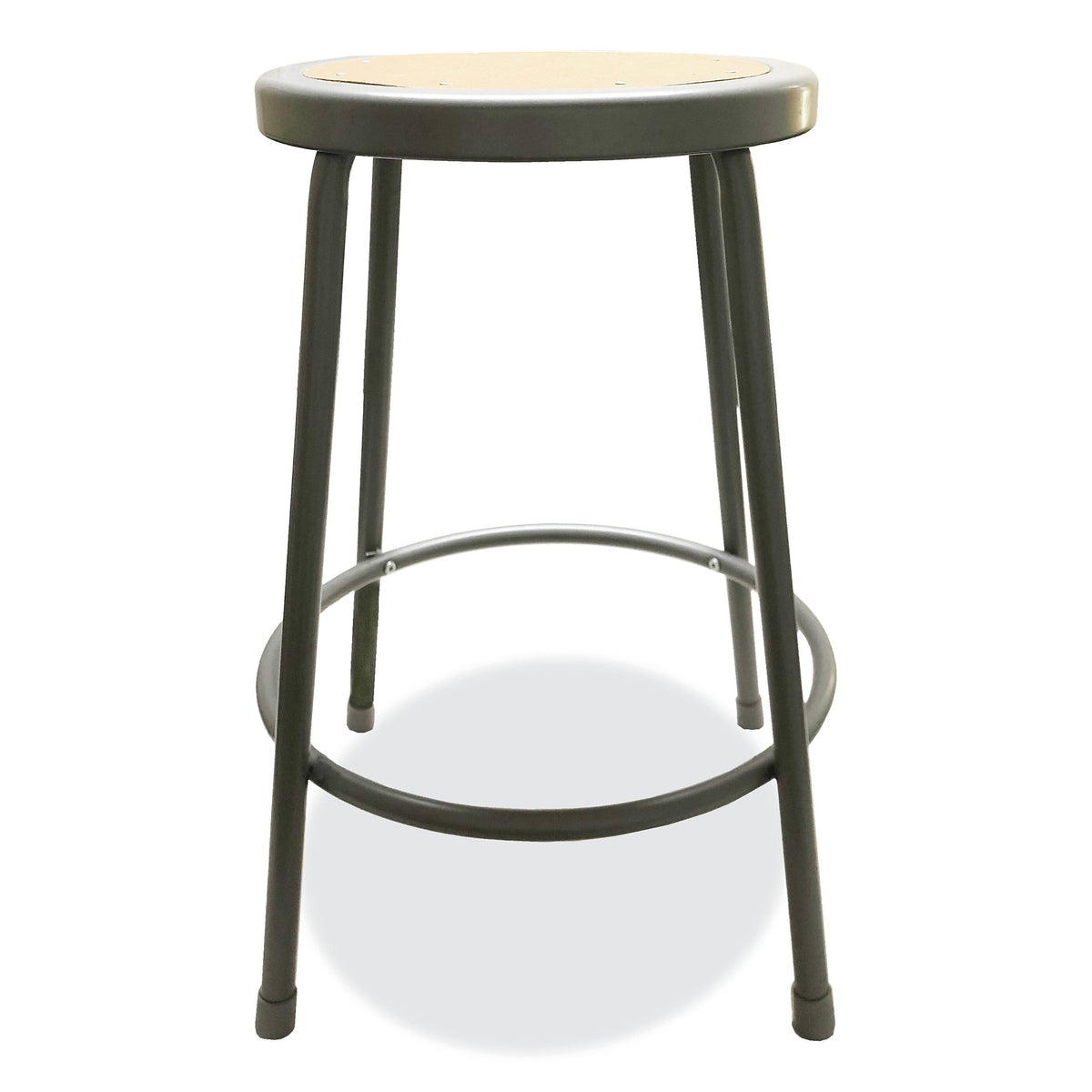 Alera Industrial Metal Shop Stool, 24" Seat Height, Supports up to 300 lbs., Brown Seat/Gray Back, Gray Base