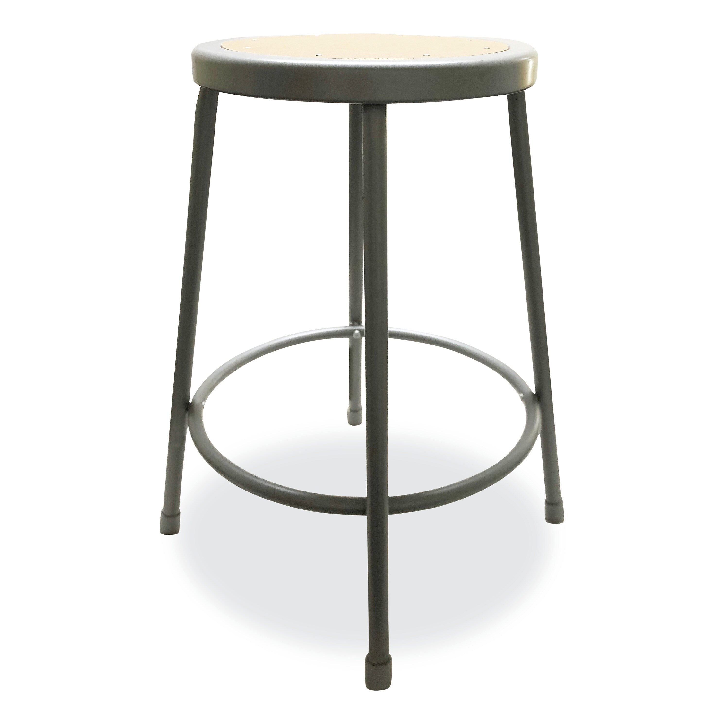 Alera Industrial Metal Shop Stool, 24" Seat Height, Supports up to 300 lbs., Brown Seat/Gray Back, Gray Base