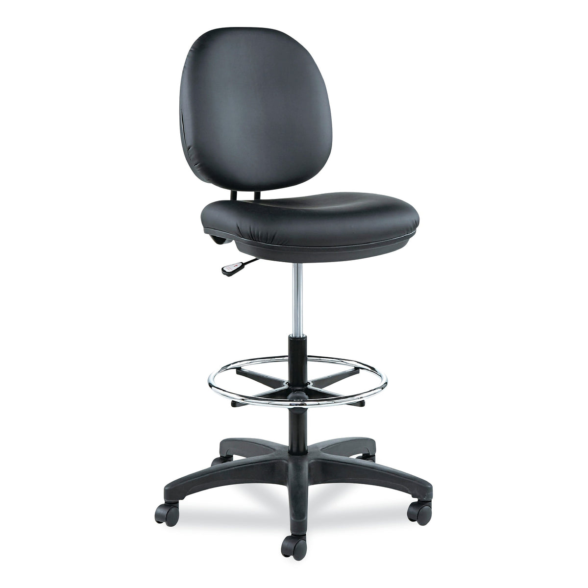 Alera Interval Series Swivel Task Stool, PVC-Free Faux Leather, Black