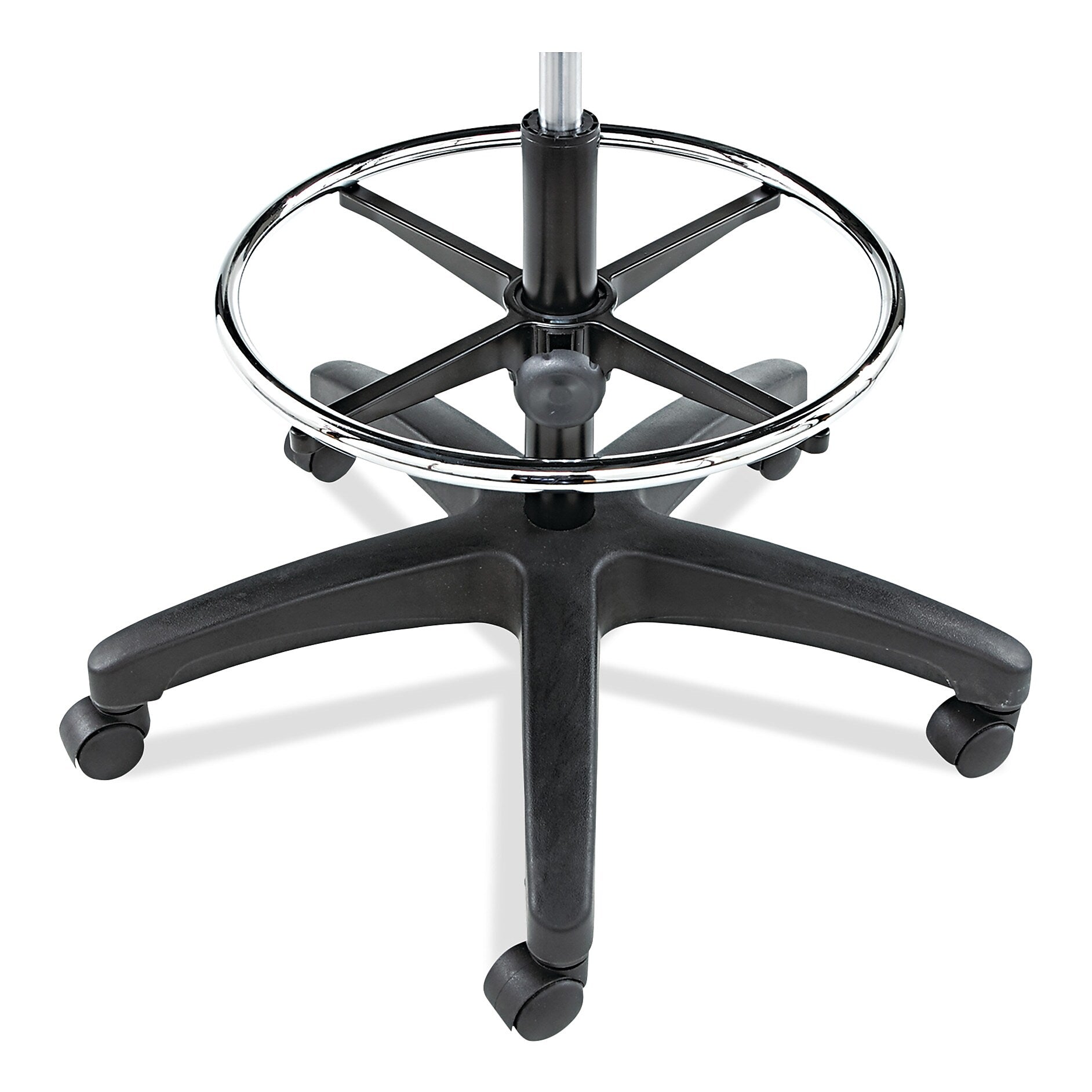 Alera Interval Series Swivel Task Stool, PVC-Free Faux Leather, Black