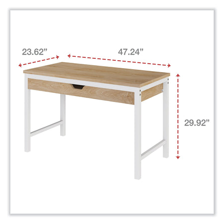 Alera Modern Writing Desk, 47.24" x 23.62" x 29.92", Beigewood/White