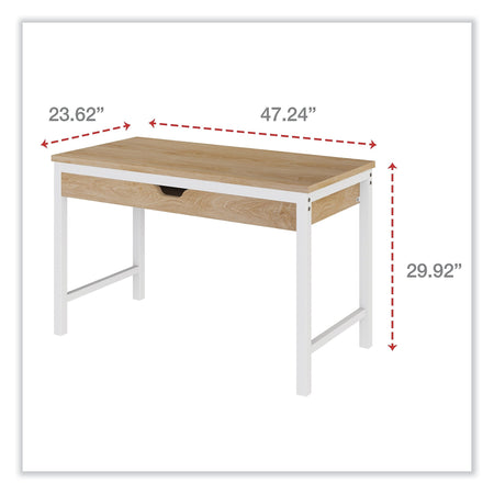 Alera Modern Writing Desk, 47.24" x 23.62" x 29.92", Beigewood/White