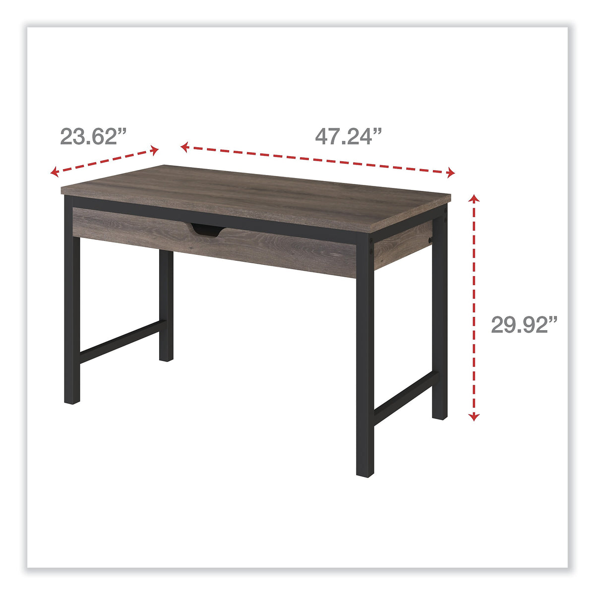 Alera Modern Writing Desk, 47.24" x 23.62" x 29.92", Gray