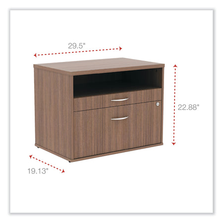 Alera®, Open Office Series Low File Cabinet Credenza, 29 1/2×19 1/8×22 7/8,Modern Walnut