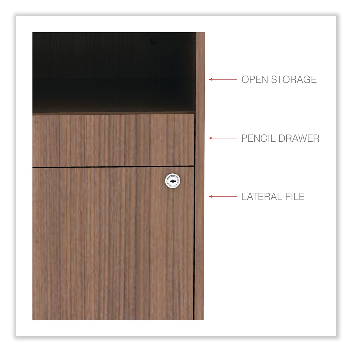 Alera®, Open Office Series Low File Cabinet Credenza, 29 1/2×19 1/8×22 7/8,Modern Walnut