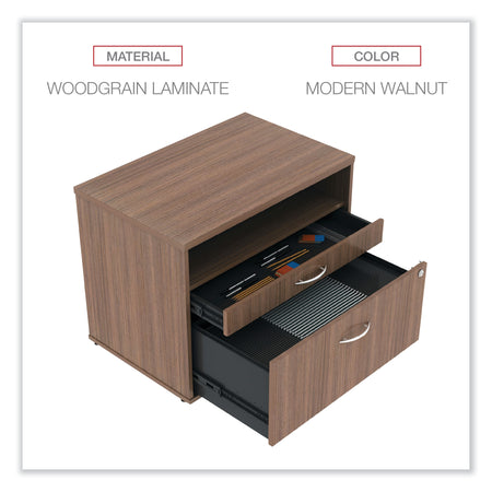 Alera®, Open Office Series Low File Cabinet Credenza, 29 1/2×19 1/8×22 7/8,Modern Walnut