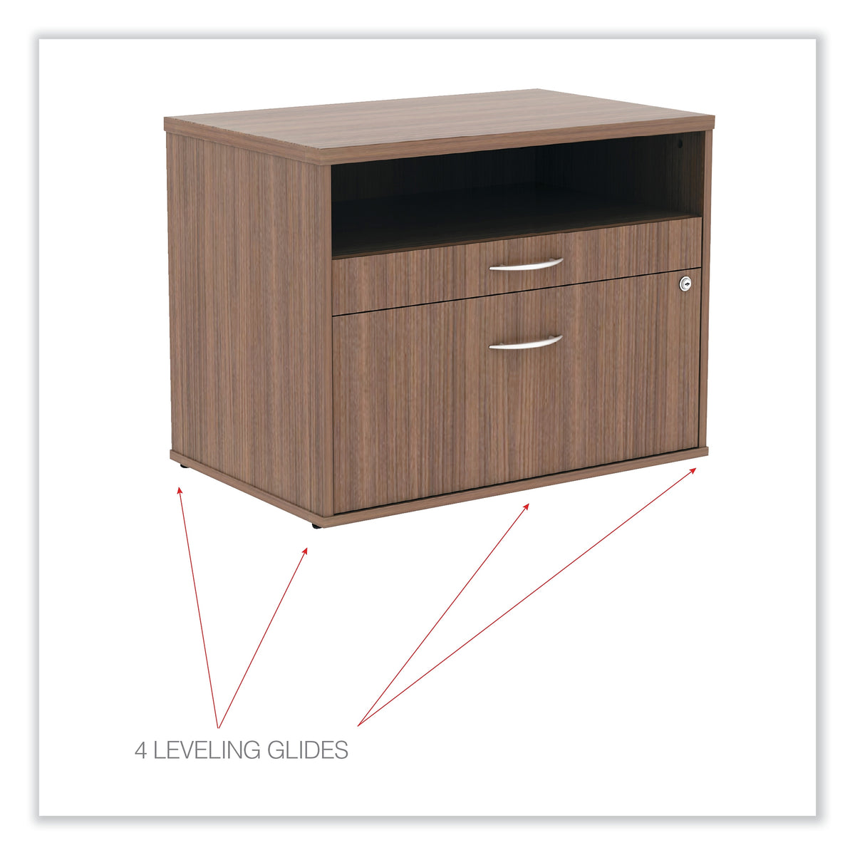 Alera®, Open Office Series Low File Cabinet Credenza, 29 1/2×19 1/8×22 7/8,Modern Walnut