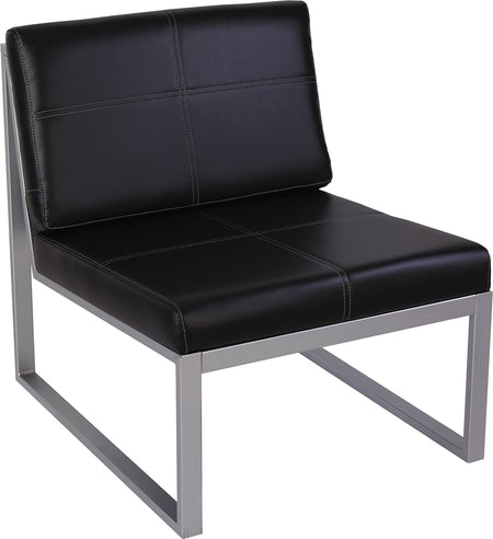 Alera® Reception Lounge Series Chair, Armless, Leather Cube Chair, Black