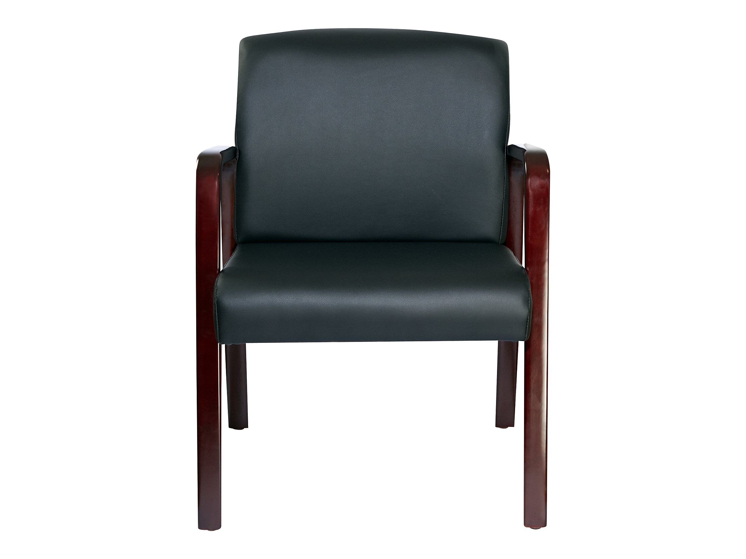 Alera Reception Lounge Series Leather Guest Chair, Black/Mahogany