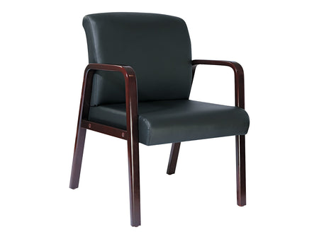 Alera Reception Lounge Series Leather Guest Chair, Black/Mahogany