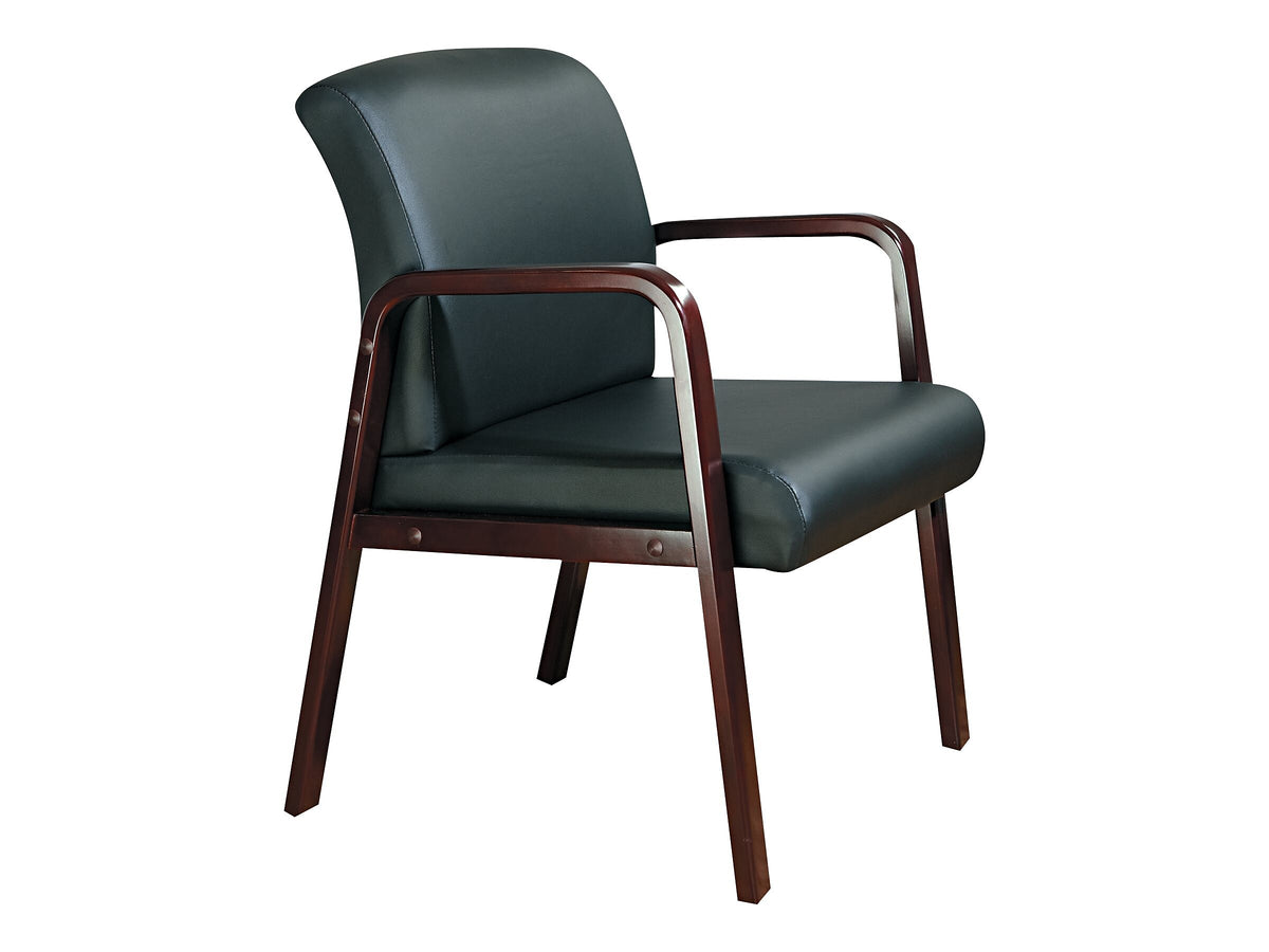 Alera Reception Lounge Series Leather Guest Chair, Black/Mahogany