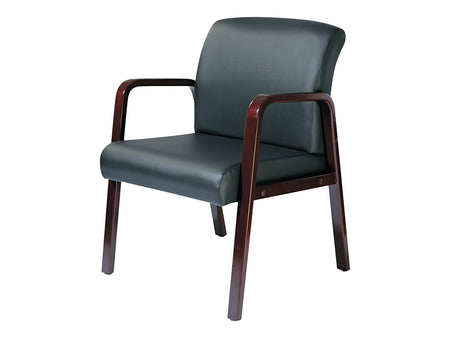 Alera Reception Lounge Series Leather Guest Chair, Black/Mahogany