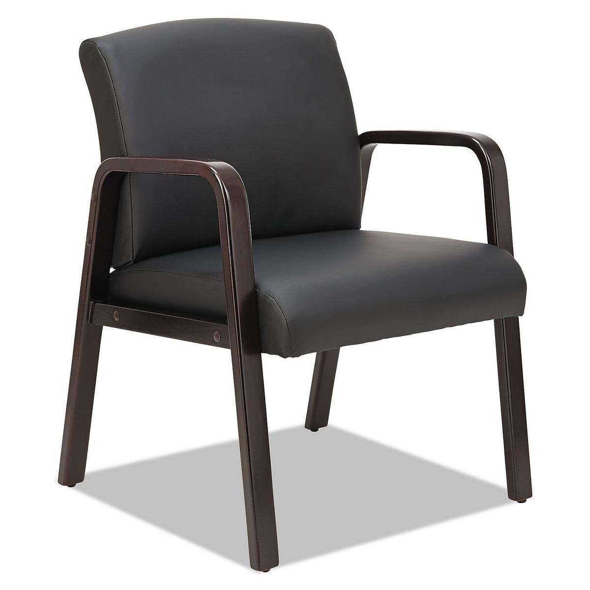 Alera Reception Lounge Series Leather Guest Chair, Espresso/Black