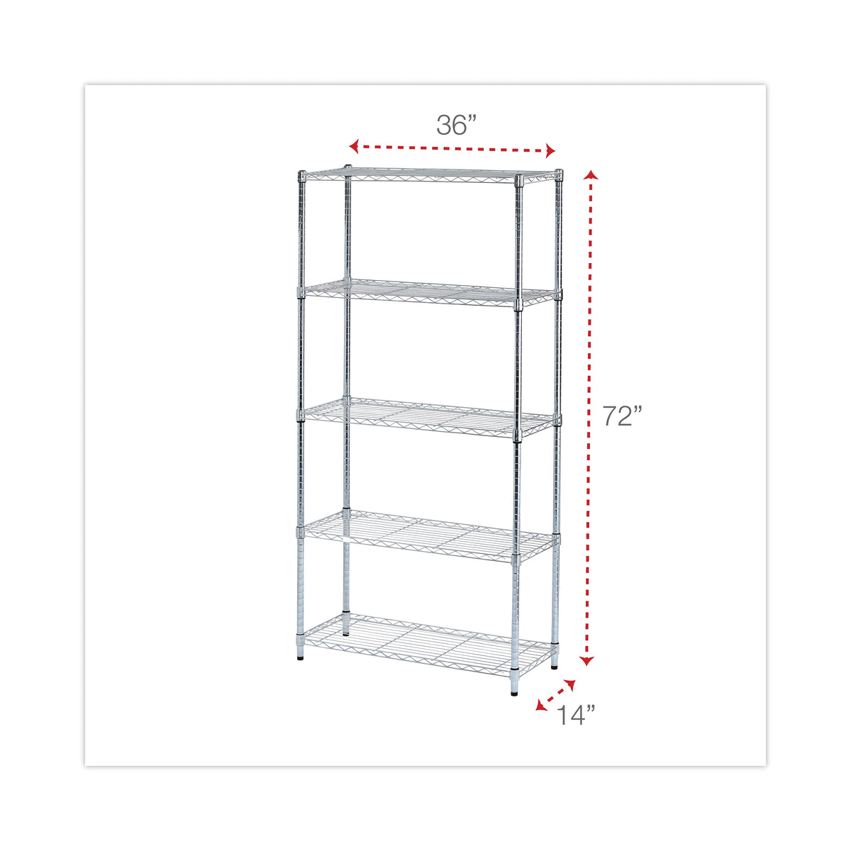 Alera® Residential Wire Shelving, Five-Shelf, Silver