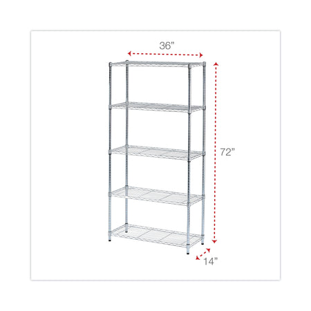 Alera® Residential Wire Shelving, Five-Shelf, Silver