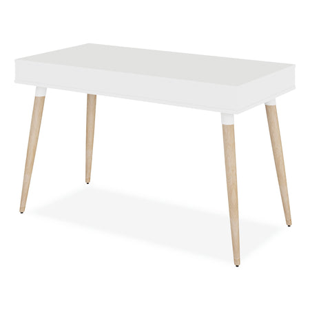 Alera Scandinavian Writing Desk, 47.24" x 23.62" x 29.53", White/Beigewood