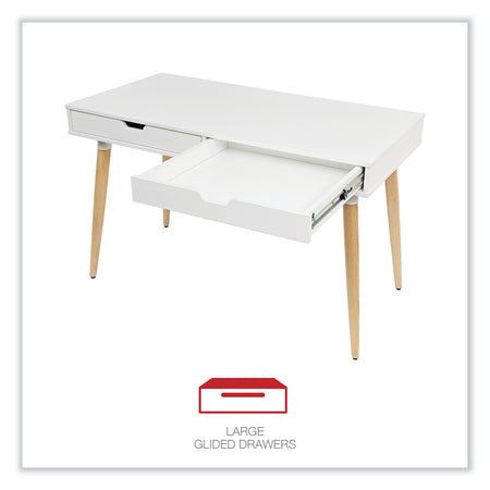 Alera Scandinavian Writing Desk, 47.24" x 23.62" x 29.53", White/Beigewood