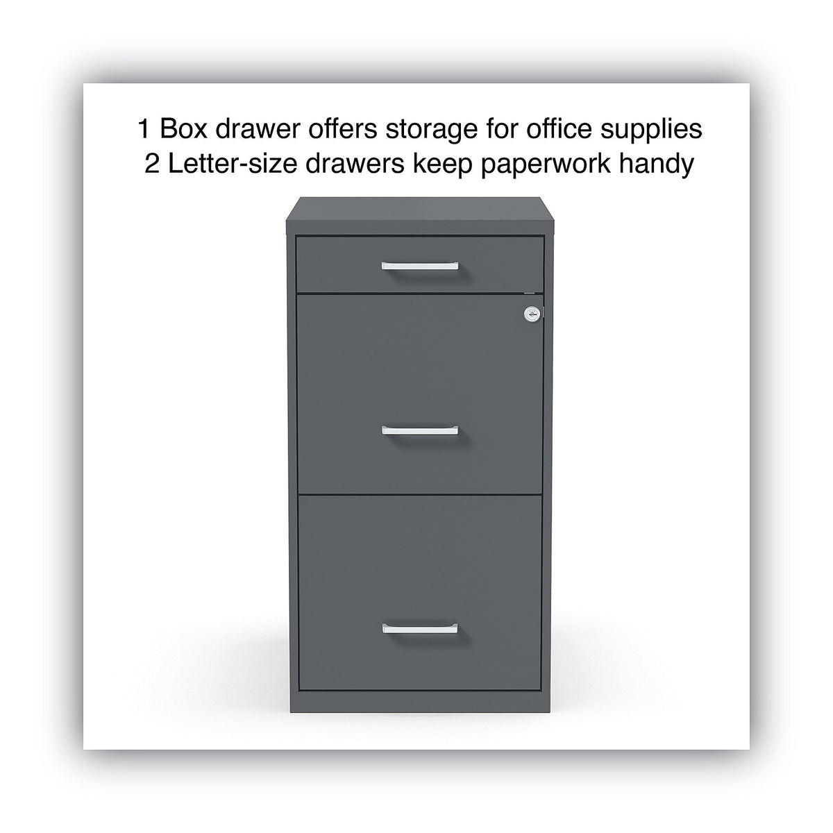 Alera® Soho 2 File-Drawer Vertical Standard File Cabinet, Letter Size, Lockable, 24.1"H x 14"W x 18"D, Charcoal