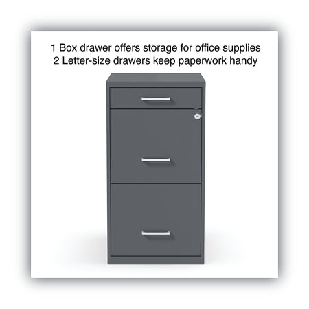 Alera® Soho 2 File-Drawer Vertical Standard File Cabinet, Letter Size, Lockable, 24.1"H x 14"W x 18"D, Charcoal