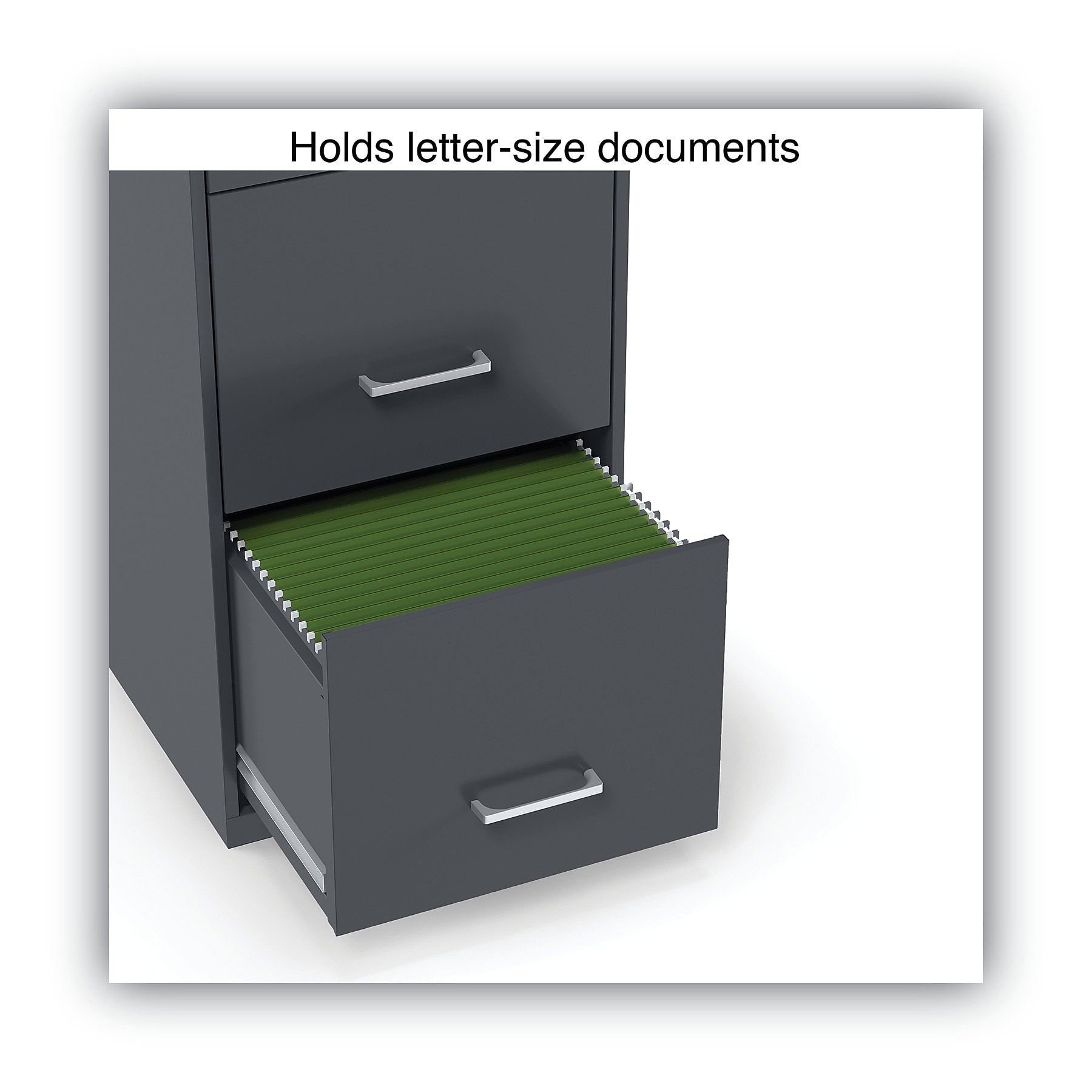 Alera® Soho 2 File-Drawer Vertical Standard File Cabinet, Letter Size, Lockable, 24.1"H x 14"W x 18"D, Charcoal