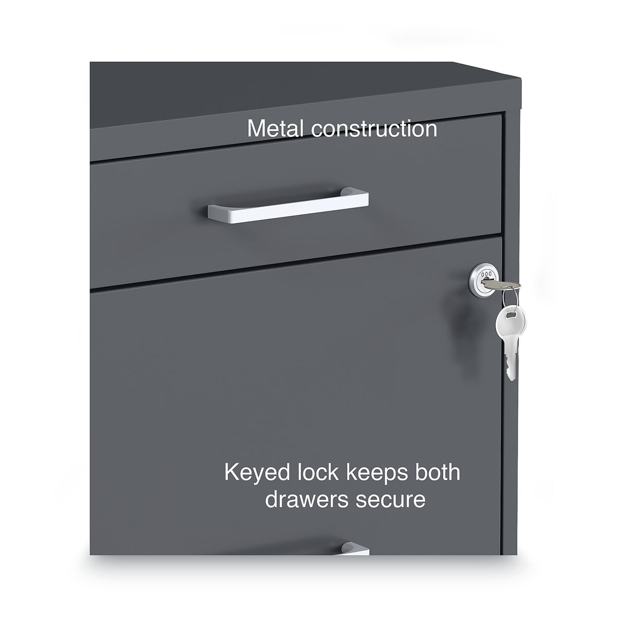 Alera® Soho 2 File-Drawer Vertical Standard File Cabinet, Letter Size, Lockable, 24.1"H x 14"W x 18"D, Charcoal