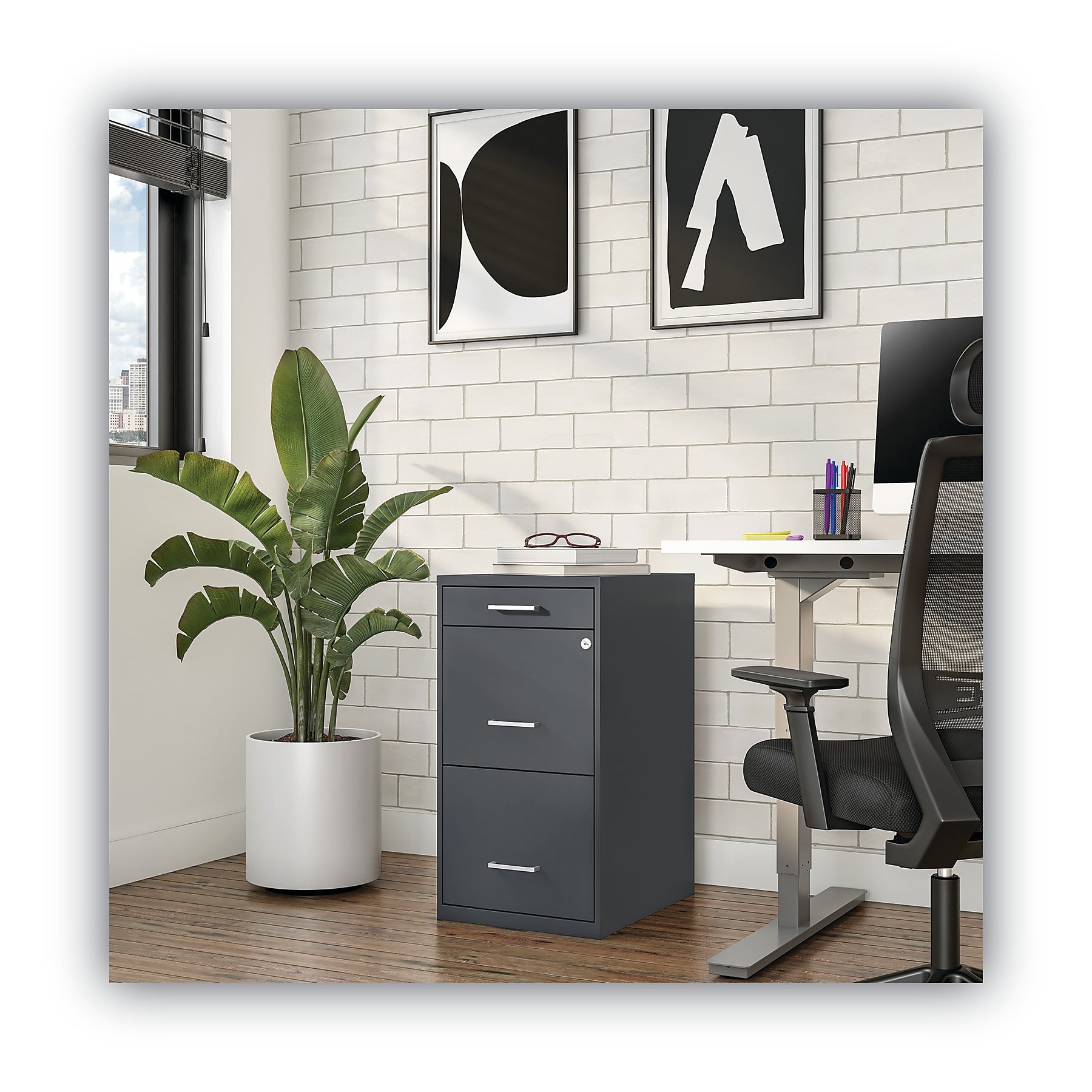 Alera® Soho 2 File-Drawer Vertical Standard File Cabinet, Letter Size, Lockable, 24.1